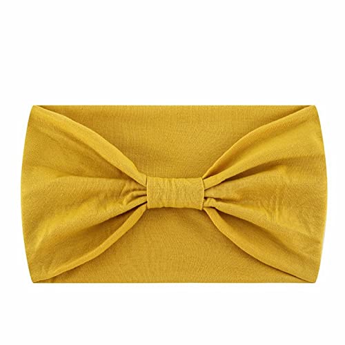 Breite Stirnbänder für Frauen schwarz Headwrap Boho afrikanischen Yoga Turban einfarbig Stirnband Damen Winter Gelb (Yellow, One Size) von Mashaouyo