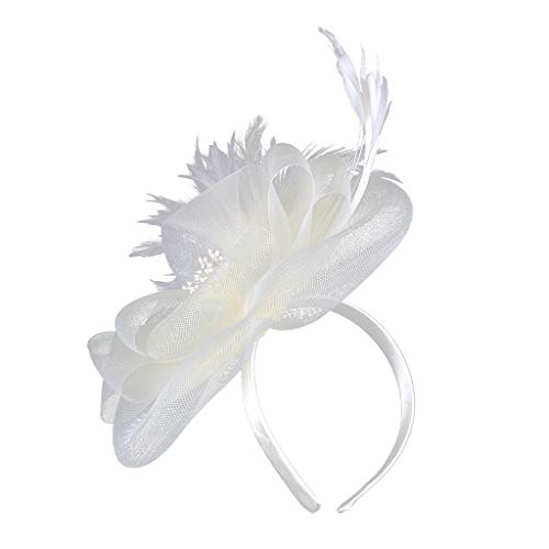 British Fascinator Braut Damen Party Tea Stirnband Stirnbänder Damen Winter Gefüttert (White, One Size) von Mashaouyo