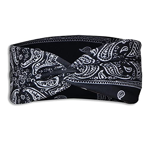 Elastisches Frauen-Band-Stirnband-Druck-Bandana-Wrap-Stirnband-Haar-Stirnband Herren Stirnband Winter (Black, S) von Mashaouyo