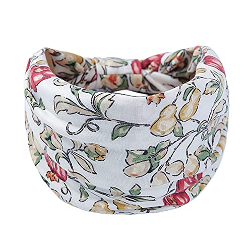 Europäisches und amerikanisches bedrucktes Blumenstirnband Doppelschicht-Stirnband mit breitem Haarschmuck Sport-Stirnband Stirnband Winddicht (White, One Size) von Mashaouyo