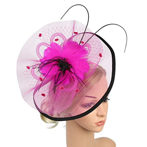 Faschingspartys Hochzeiten Teehut Cocktail Clip Mädchen Haare Frauen Haarbügel Haarreif Sportanzug Damen (Hot Pink, One Size) von Mashaouyo