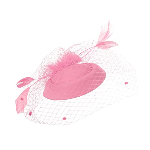 Fascinators für Frauen, Tea-Party-Stirnband, Hut, Netzfedern, Haarspange für Hochzeit, Cocktail und Kirche Kopftuch Damen Sommer (Pink, One Size) von Mashaouyo