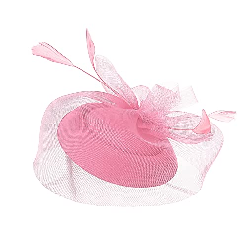 Fascinators für Frauen, Tea-Party-Stirnband, Hut, Netzfedern, Haarspange für Hochzeit, Cocktail und Kirche Schweißband Stirn (Pink, One Size) von Mashaouyo