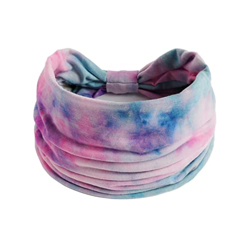 Frauen Casual Tie Dye Regenbogenfarbe Erweiterung Yoga Haarband Sport elastisches Schweiß absorbierendes Stirnband Elastisches Haarband Damen (Blue, One Size) von Mashaouyo