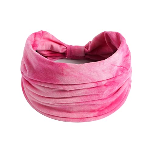 Frauen Casual Tie Dye Regenbogenfarbe Erweiterung Yoga Haarband Sport elastisches Schweiß absorbierendes Stirnband Elastisches Haarband Damen (Pink, One Size) von Mashaouyo