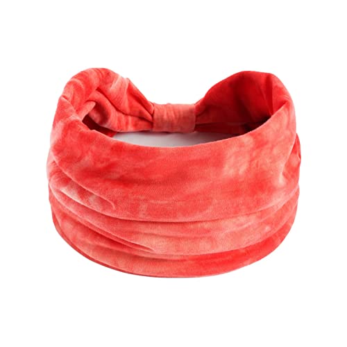 Frauen Casual Tie Dye Regenbogenfarbe Erweiterung Yoga Haarband Sport elastisches Schweiß absorbierendes Stirnband Reithelm Ohrenwärmer (Red, One Size) von Mashaouyo