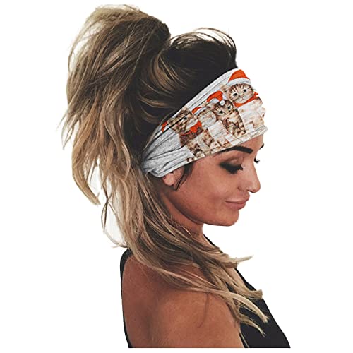 Frauen-Druck-Stirnband-elastischer Kopfwickel-Haarband-Bandana-Stirnband Kosmetik Stirnbänder (Grey, One Size) von Mashaouyo
