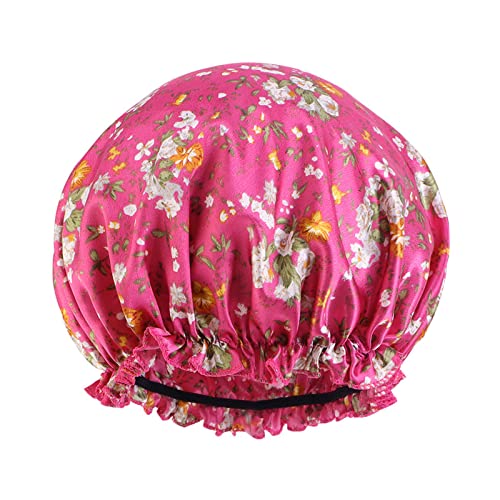 Frauen Hut Mütze Haar Turban Wrap Turban Hüte Bad Duschhaube Badehut Haarschutz Duschhauben Fahrrad Kopfbedeckung Herren (Hot Pink, One Size) von Mashaouyo