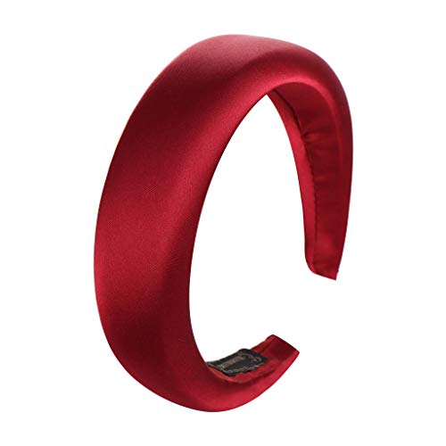 Frauen Mädchen Haarband Süßes Haar Stirnband Haar Mode Schwamm Hoop Satin Stirnband Stirnbänder Damen Glitzer (Wine, One Size) von Mashaouyo