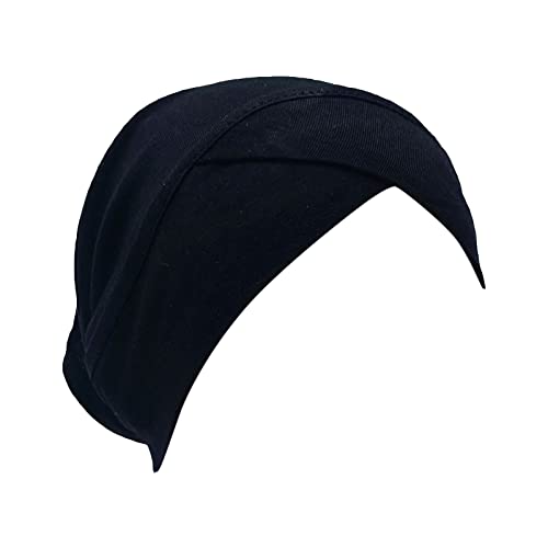 Frauen-beiläufige mehrfarbige Stirnkappen-Mode-Normallack-Hijab-muslimische Basiskappe Kosmetik Stirnbänder (Black, One Size) von Mashaouyo