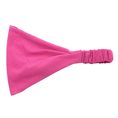 Frauen einfarbiges Stirnband elastisches Kopfwickel-Stirnband Bandana Tanz Kleidung Damen (Hot Pink, One Size) von Mashaouyo