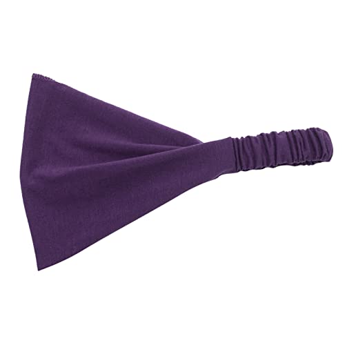 Frauen einfarbiges Stirnband elastisches Kopfwickel-Stirnband Bandana Tanz Kleidung Damen (Purple, One Size) von Mashaouyo