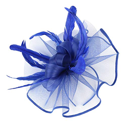 Frauen eleganten Hutgurt Blume Feder Party-hat Haar-Clip-Haarbügeln Zubehör Schweißbänder Handgelenk (Blue, One Size) von Mashaouyo