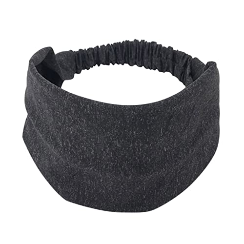 Frauen geknotetes Turban-Kopfwickel-Stirnband Breites elastisches Stirnband Sport Yoga Haarband Jungen Kinder (Black, One Size) von Mashaouyo