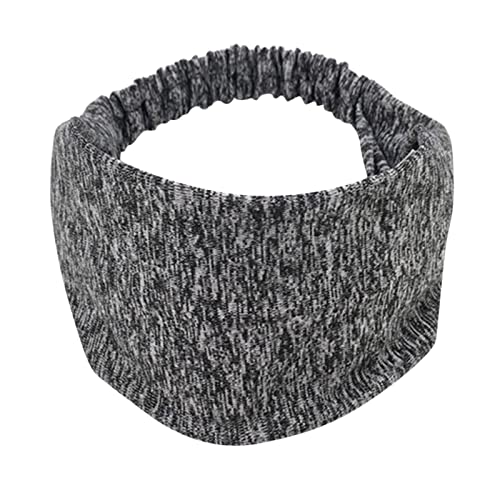 Frauen geknotetes Turban-Kopfwickel-Stirnband Breites elastisches Stirnband Sport Yoga Haarband Jungen Kinder (Dark Gray, One Size) von Mashaouyo