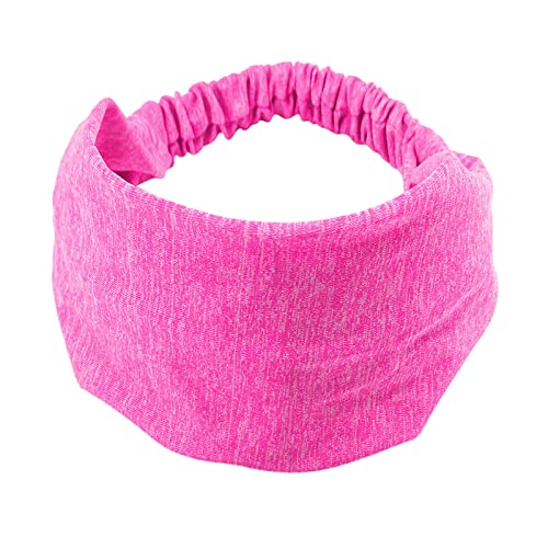 Frauen geknotetes Turban-Kopfwickel-Stirnband Breites elastisches Stirnband Sport Yoga Haarband Jungen Kinder (Hot Pink, One Size) von Mashaouyo