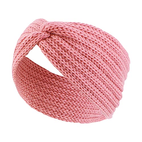 Gestricktes Stirnband für Damen Stilvolles warmes gestricktes Stirnband in Volltonfarbe Sportstirnbänder Damen Sommer (Pink, One Size) von Mashaouyo