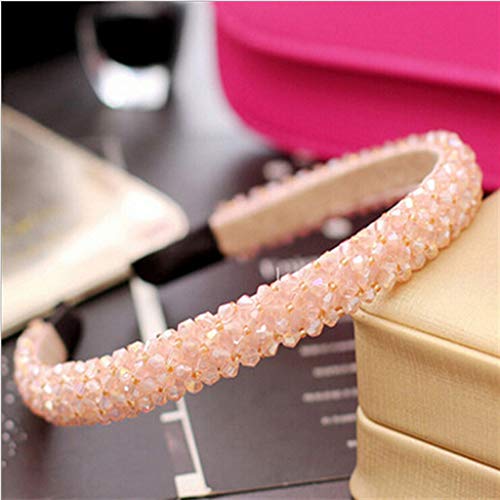 Haar Haar Strass Perlen Damen Stirnband Haarband Party Band Crystal Hoop Accessoire Schlüsselanhänger Tanzen (Pink, One Size) von Mashaouyo