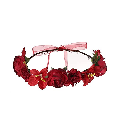 Haarband weiblicher Haarreif Kronenblume Haarbandkränze Haarreif Ohrenwärmer Helm (B, One Size) von Mashaouyo