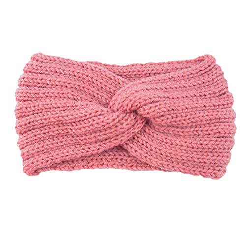 Haarbinder Stretch Haarbinder weiches Kabel Frauen Haarreif wärmer Winter-Haarreif Gestrickte Stirnbänder Damen (Pink, One size) von Mashaouyo