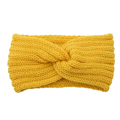 Haarbinder Stretch Haarbinder weiches Kabel Frauen Haarreif wärmer Winter-Haarreif Gestrickte Stirnbänder Damen (Yellow, One size) von Mashaouyo