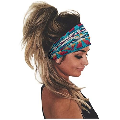 Haarbügel Haarreif Bandana elastisches Band Kopfdruck Haarwickeln Frauen Haarreif Ohrenwärmer Joggen Damen (Blue, One Size) von Mashaouyo