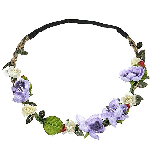 Haarpartyband Blume Frauen Blumenstrandkopf Haarreif beim Festival von Haarpartys Stirnband Ohrenschutz Herren (Purple, One Size) von Mashaouyo