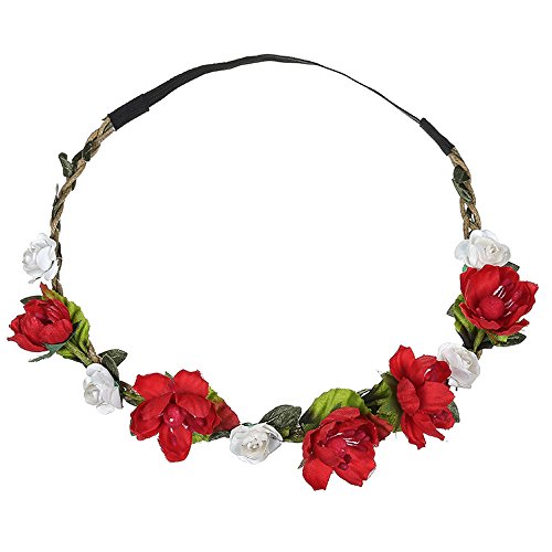 Haarpartyband Blume Frauen Blumenstrandkopf Haarreif beim Festival von Haarpartys Stirnband Ohrenschutz Herren (Red, One Size) von Mashaouyo