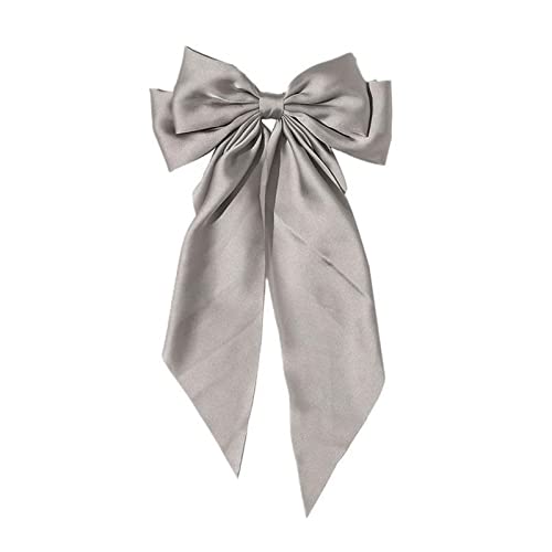 Haarspange Clip Schleife Band Frauen Vintage Haarschleife Satin Haarnadel Mode Stirnband Kopfband Herren Wolle (Grey, One Size) von Mashaouyo