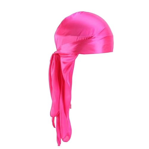 Herren- und Damen-Seiden-Kopftuch mit langem Schwanz Stirnband Neongelb (Hot Pink, One Size) von Mashaouyo