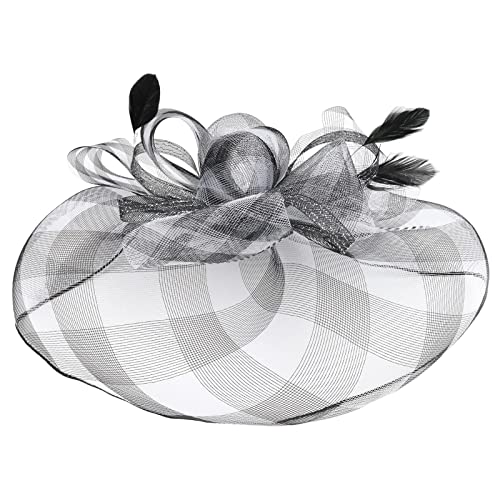 Hut für Frauen Hochzeit Cocktail Mesh Haarspange Tea Party Stirnband Schläger Band (White, One Size) von Mashaouyo