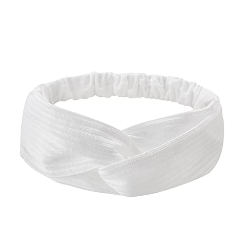 Koreanisches gestricktes Haarband für Damen, festes, elastisches Sportband, Yoga-Stirnband, Laufstirnband Klettersteigset (White, One Size) von Mashaouyo