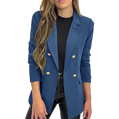 Mashaouyo Blaser Jacke Damen Kostüm Blazer Kurz Boucle Jacke Western Longblazer Elegant Oversize Blazer Sweatblazer Kurzblazer Business Jacket Übergangsjacke Jackett Outdoor Jacken Cardigan von Mashaouyo