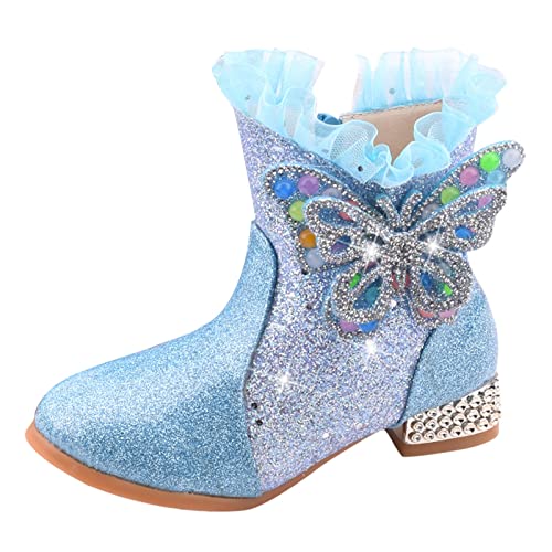 Mashaouyo Mädchen Booties Kinderschuhe Kurze Stiefel Mädchen Prinzessin Stiefel Kinder Stiefel Prinzessin Schuhe Schneeschuhe Jungen 37 (Blue, 31 Little Child) von Mashaouyo