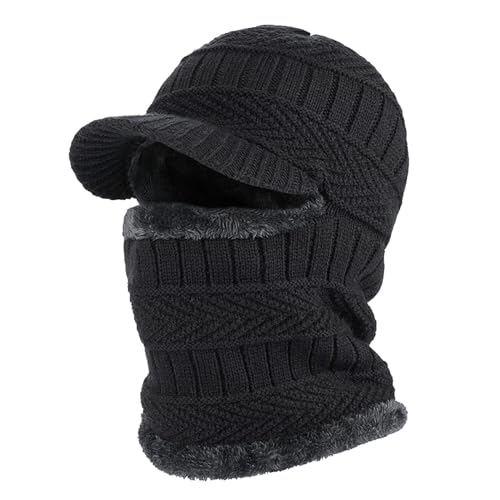 Mashaouyo mütze und loop schal wintermütze herren mit schirm warme mütze herren Winddichte HalswäRmer Warme Wintermützen Classics Slouch Mützen strickmützen für herren mütze herren Bequem von Mashaouyo