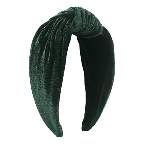 Modische Stirnbänder für Frauen Mädchen Stirnbänder Vintage Samt Stirnband breite Top Knoten Haarreifen für lässige Hochzeit Männer Haarband (GN1, One Size) von Mashaouyo