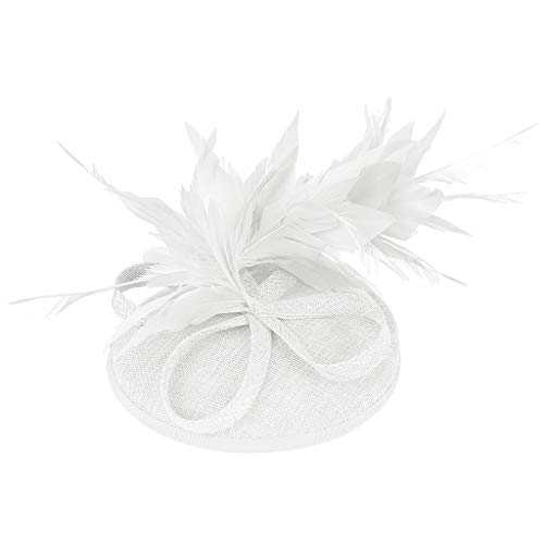 Niedlich für Perlen Damen Kopfbedeckung Fascinators Hochzeit Hut Stirnband Elastische Haarbänder (White, One Size) von Mashaouyo