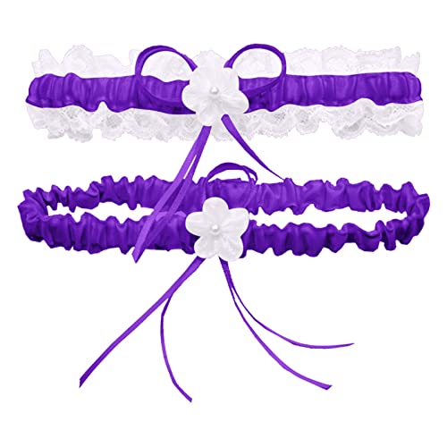 Party Ring Spitze Strumpfband Bein Überwurf Hochzeiten Frauen Braut für elastische Brautbedarf Tennis Kleidung Damen (Purple, One Size) von Mashaouyo