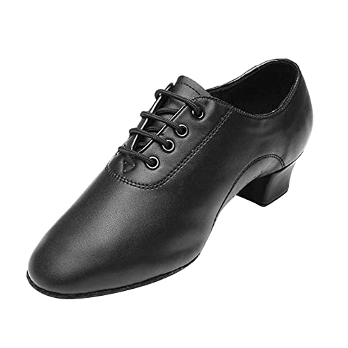 Schuhe Jungen Moderne Tanzschuhe Ballsaal Lateinische Tanzschuhe Einfarbige Lederschuhe zum Schnüren Winterschuhe Kinder Gr. 37 (Black, 35) von Mashaouyo