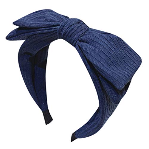 Solid Bow Stirnband für Damen, kreatives Kopfbedeckungszubehör, Stirnband Schweißband Schwarz (Navy, One Size) von Mashaouyo