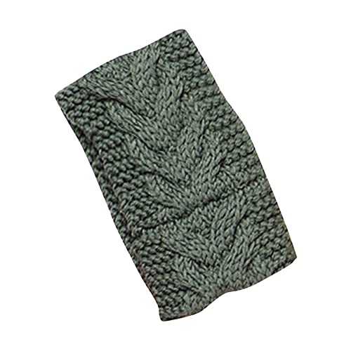 Solide Strickwolle, leeres Oberteil, Pullover, Hut, Haarband, Herbst und Winter, warmes europäisches und temperamentvolles Haarband, Kopfschmuck Sportstirnbänder Damen Winter (Army Green, One Size) von Mashaouyo