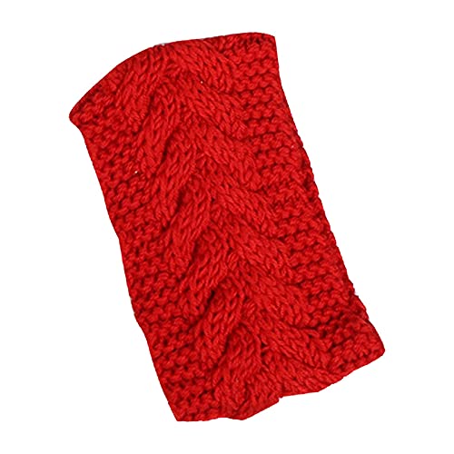 Solide Strickwolle, leeres Oberteil, Pullover, Hut, Haarband, Herbst und Winter, warmes europäisches und temperamentvolles Haarband, Kopfschmuck Sportstirnbänder Damen Winter (Red, One Size) von Mashaouyo