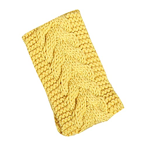 Solide Strickwolle, leeres Oberteil, Pullover, Hut, Haarband, Herbst und Winter, warmes europäisches und temperamentvolles Haarband, Kopfschmuck Sportstirnbänder Damen Winter (Yellow, One Size) von Mashaouyo