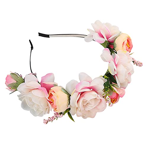 Sommer schöner Kranz Stirnband kleine Gänseblümchen Rose Stirnband Mädchen Erwachsene Kopfbedeckung Helme Kopfbedeckungen (White, One Size) von Mashaouyo