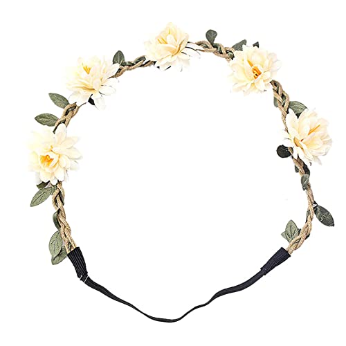 Sommer schöner Kranz Stirnband kleine Gänseblümchen Rose Stirnband Mädchen Erwachsene Kopfbedeckung Ohrenschützer Damen (White, One Size) von Mashaouyo