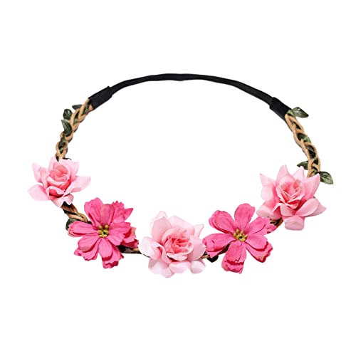 Sommer schöner Kranz Stirnband kleine Gänseblümchen Rose Stirnband Mädchen Erwachsene Kopfbedeckung Stirnbänder Mädchen 6 Jahre (Red, One Size) von Mashaouyo