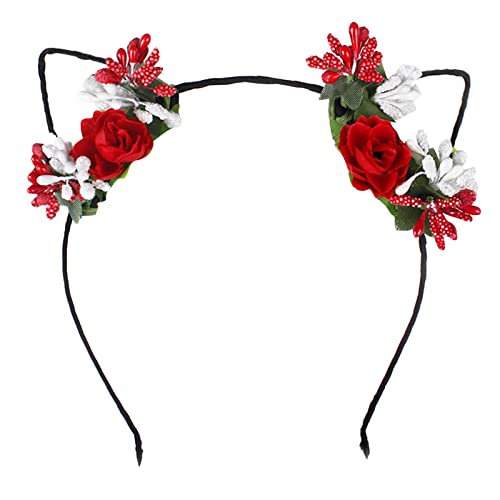 Sommer schöner Kranz Stirnband kleine Gänseblümchen Rose Stirnband Mädchen Erwachsene Kopfbedeckung Stirnband Junge (Red, One Size) von Mashaouyo