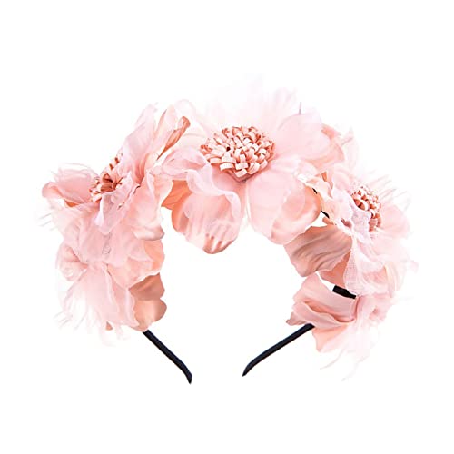 Sommer schöner Kranz Stirnband kleine Gänseblümchen Rose Stirnband Mädchen Erwachsene Kopfbedeckung Volleyball Schlüsselanhänger (Pink, One Size) von Mashaouyo