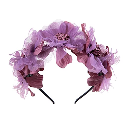 Sommer schöner Kranz Stirnband kleine Gänseblümchen Rose Stirnband Mädchen Erwachsene Kopfbedeckung Volleyball Schlüsselanhänger (Purple, One Size) von Mashaouyo