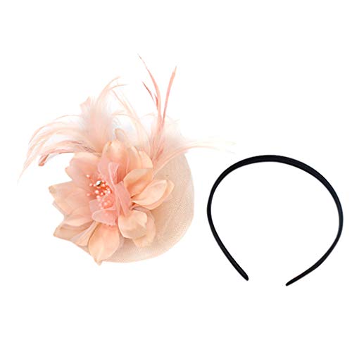 Stirnband für Hochzeit Blumenhut Damen Fascinators Ball Cocktail Stirnband Stirnband Herren Tennis (Pink, One Size) von Mashaouyo